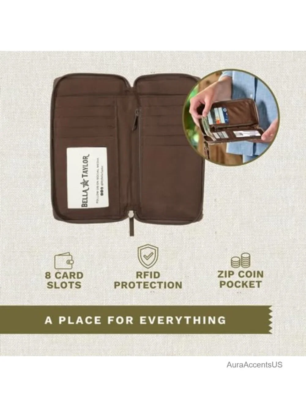 Cell Phone Wristlet Wallet with RFID Protection and 8 Card Slots